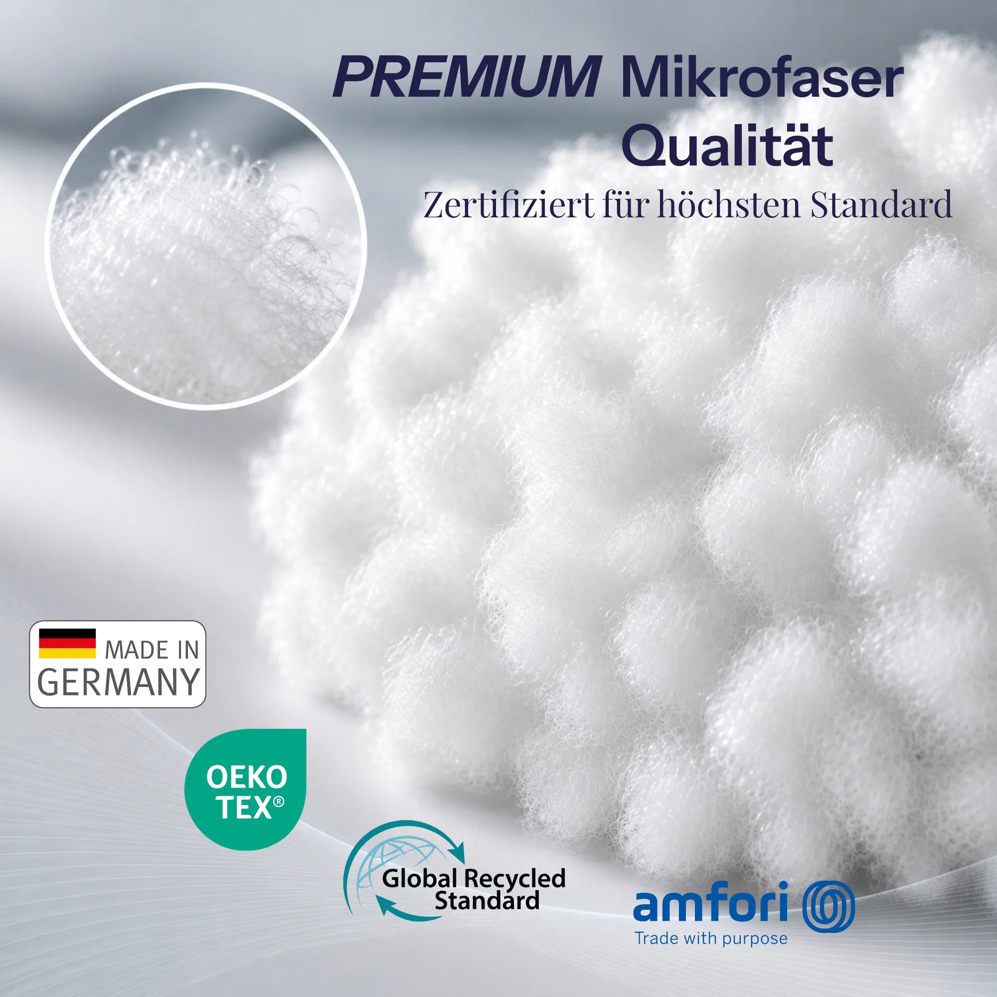 Zertifikate von Oekotex,GRS,Amfore sowie Made in Germany Aud Detailbild von Premium Microfaser